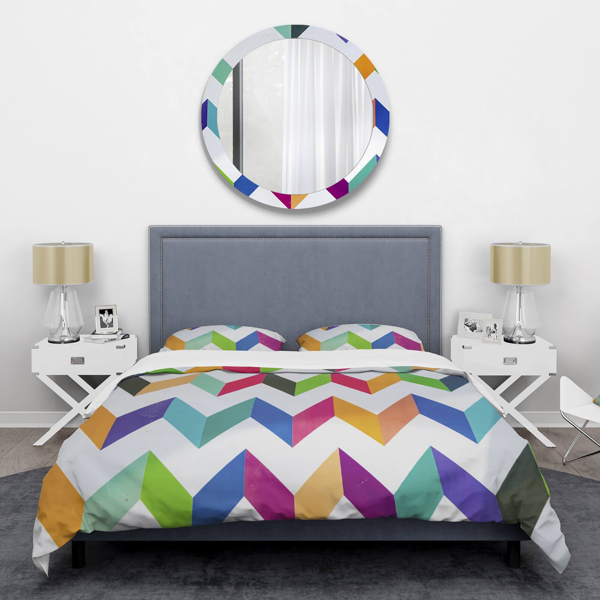 Designart 'Geometrical Retro Design III' Mid-Century Duvet Cover Set